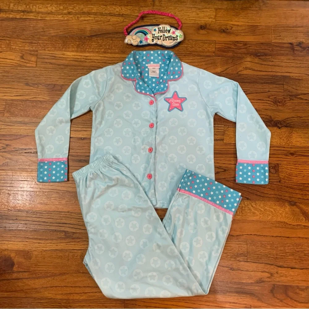 Girls St Eve 3 Pc Pajama Set Top Bottoms Eye Mask Rising Star Follow Your Dreams